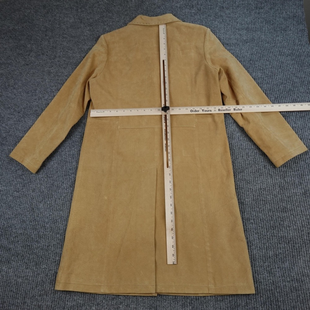 Eddie Bauer Seattle Suede Coat Womens Medium Beige Leather Long Lined Overcoat - Picture 7 of 10